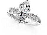 White gold Marquise Brilliant Cut Diamond Five-Stone Prong Set Engagement Ring with Channel Band_22