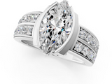White gold Marquise Brilliant Diamond Channel Set Wide Band Ring with Bezel Setting_20