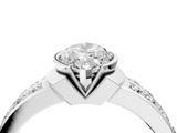 White gold Marquise Brilliant Diamond Channel Set Wide Band Ring with Bezel Setting_24