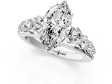 White gold Marquise Brilliant Diamond Pavé Band with Six-Prong Setting_4