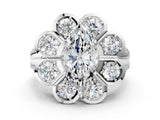 White gold Marquise Brilliant Flower Halo Diamond Split Shank Ring_81