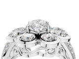 White gold Marquise Brilliant Flower Halo Diamond Split Shank Ring_85