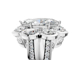 White gold Marquise Brilliant Flower Halo Diamond Split Shank Ring_86