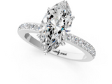 White gold Marquise Brilliant Pavé Band Solitaire with Four-Prong Setting_46