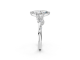 White gold Marquise Brilliant Solitaire with Leaf Motif Band and Four-Prong Setting_67