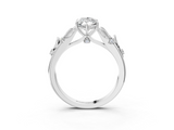 White gold Marquise Brilliant Solitaire with Leaf Motif Band and Four-Prong Setting_69