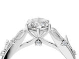 White gold Marquise Brilliant Solitaire with Leaf Motif Band and Four-Prong Setting_70