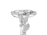 White gold Marquise Brilliant Solitaire with Leaf Motif Band and Four-Prong Setting_70