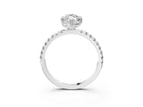 White gold Marquise Brilliant Solitaire with Pavé Band and Claw Prong Setting_10