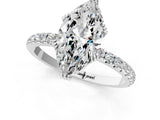 White gold Marquise Brilliant Solitaire with Pavé Band and Claw Prong Setting_8