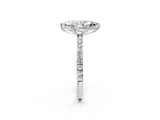 White gold Marquise Brilliant Solitaire with Pavé Band and Claw Prong Setting_9