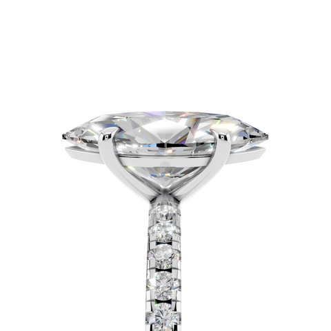 White gold Marquise Brilliant Solitaire with Pavé Band and Four-Prong Setting_11