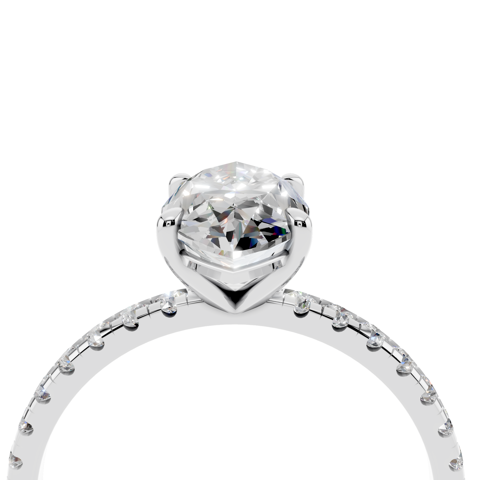 White gold Marquise Brilliant Solitaire with Pavé Band and Four-Prong Setting_12