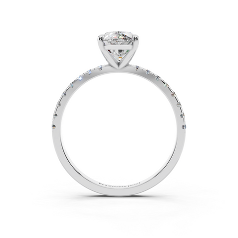 White gold Marquise Brilliant Solitaire with Pavé Band and Four-Prong Setting_9