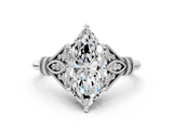 White gold Marquise Brilliant Solitaire with Pave Band and Four-Prong Setting_20