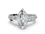 White gold Marquise Brilliant Solitaire with Side Stones on a Pave Band and Four-Prong Setting_110