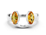 White gold Marquise Citrine Open Band Ring with Tension Setting_17