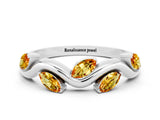 White gold Marquise Citrine Twisted Band with Prong Setting_6