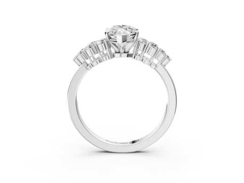 White gold Marquise Cluster Diamond Engagement Ring with Pavé Band and Four-Prong Setting_71