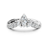 14K White Gold 0.52 Carat E VS Marquise Cluster Diamond Pavé Band with Prong Setting