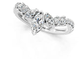 14K White Gold 0.52 Carat E VS Marquise Cluster Diamond Pavé Band with Prong Setting