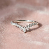 White gold Marquise Cluster Diamond Pavé Band with Prong Setting_25