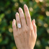 White gold Marquise Cluster Halo Diamond Ring with Solitaire Band and Prong Setting_6