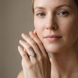 White gold Marquise Cluster Halo Diamond Ring with Solitaire Band and Prong Setting_7