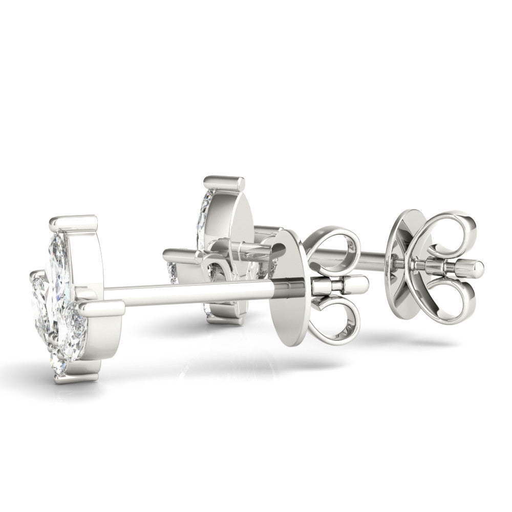 White gold Marquise Cluster Stud Earrings with Round Prong Setting 1