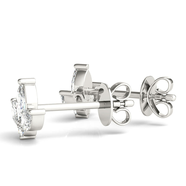 Silver Marquise Cluster Stud Earrings with Round Prong Setting