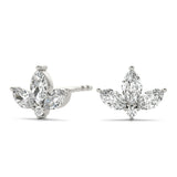 White gold Marquise Cluster Stud Earrings with Round Prong Setting 2