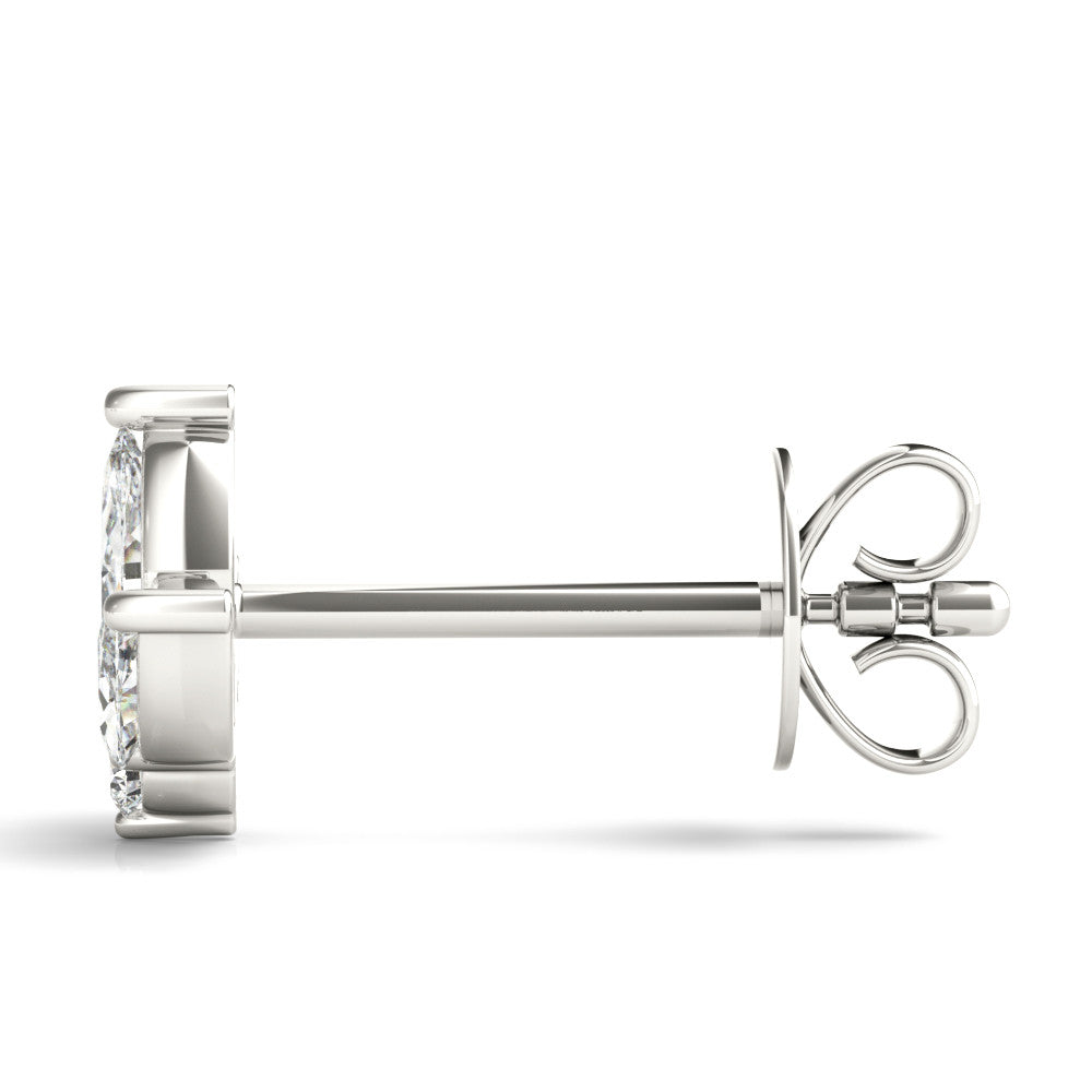 White gold Marquise Cluster Stud Earrings with Round Prong Setting 3