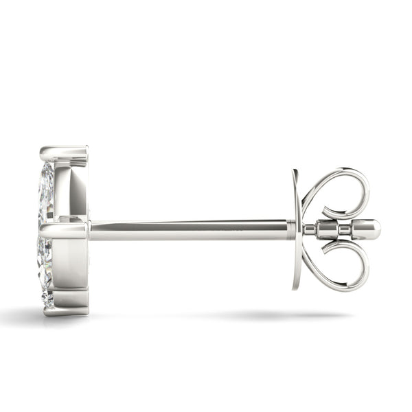 Silver Marquise Cluster Stud Earrings with Round Prong Setting