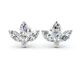 White gold Marquise Cluster Stud Earrings with Round Prong Setting_12