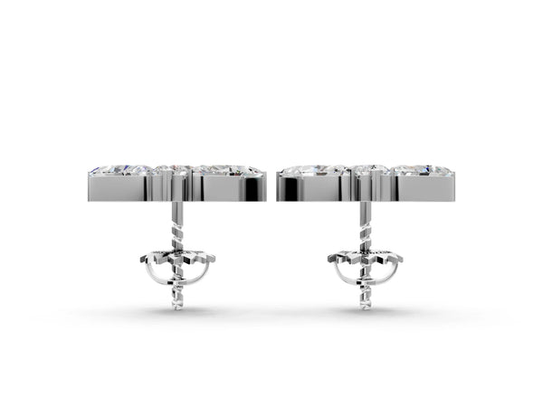White gold Marquise Cluster Stud Earrings with Round Prong Setting