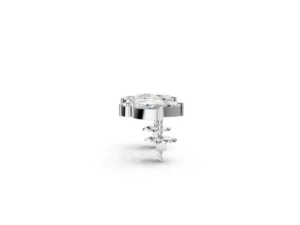 White gold Marquise Cluster Stud Earrings with Round Prong Setting
