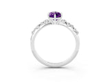 White gold Marquise Cut Amethyst Cluster Side Stone Solitaire Ring with Prong Setting_27
