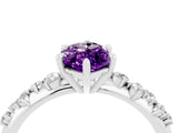 White gold Marquise Cut Amethyst Cluster Side Stone Solitaire Ring with Prong Setting_28