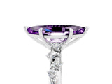 White gold Marquise Cut Amethyst Cluster Side Stone Solitaire Ring with Prong Setting_29