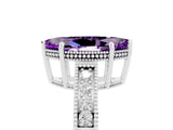 White gold Marquise Cut Amethyst Engagement Ring with Milgrain Channel Set Band and Prong Setting_5