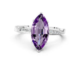 White gold Marquise Cut Amethyst Engagement Ring with Side Stone Accents and Four-Prong Setting_24