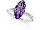White gold Marquise Cut Amethyst Engagement Ring with Side Stone Accents and Four-Prong Setting_25