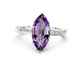 White gold Marquise Cut Amethyst Engagement Ring with Side Stone Accents and Four-Prong Setting_27