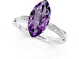 White gold Marquise Cut Amethyst Engagement Ring with Side Stone Accents and Four-Prong Setting_28