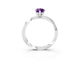 White gold Marquise Cut Amethyst Engagement Ring with Side Stone Accents and Four-Prong Setting_30