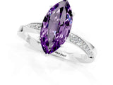 White gold Marquise Cut Amethyst Engagement Ring with Side Stone Accents and Four-Prong Setting_85
