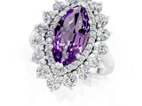 White gold Marquise Cut Amethyst Floral Double Halo Engagement Ring with Prong Setting_38