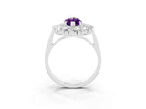 White gold Marquise Cut Amethyst Floral Double Halo Engagement Ring with Prong Setting_40