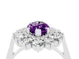 White gold Marquise Cut Amethyst Floral Double Halo Engagement Ring with Prong Setting_40