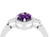 White gold Marquise Cut Amethyst Halo Ring with Tapered Band and Four-Prong Setting_4